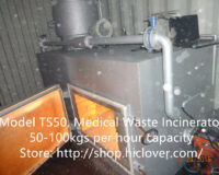Model: TS50, Medical Waste Incinerator 50-100kgs per hour capacity