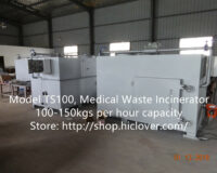 Model: TS100, Medical Waste Incinerator 100-150kgs per hour capacity