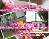 Model TS100(PLC)  Waste Incinerator with S.Steel Wet scrubber(spray tower)